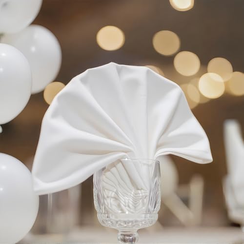 FOLINS&HOME White Cloth Napkins Set of 6, Decorative 17x17 Inch Napkins - Image 2