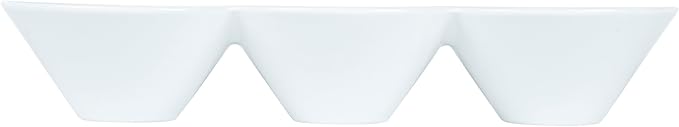 Restaurantware-13.4 x 4.9 x 2.3 Inch Triple Dip Bowls, 1 Microwavable Condiment Server - 3 Compartments, Microwavable, White Porcelain Dip Tray, Dishwashable, For Snacks, Condiments, Or Toppings