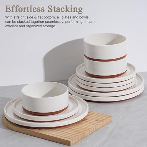 LIANYU 24 Pieces Porcelain Dinnerware Sets, Premium Plates and Bowls Set - Image 5