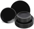 HOMIP 50PCS Disposable Black Plastic Plates with Silver Pearl-Beaded Rim by HOMIP