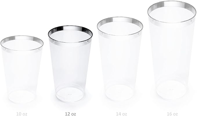 " OCCASIONS " 960pcs set (120 Guests)-Extra Heavyweight Vintage Wedding Disposable/Reusable Plastic Plates (120 x 11''+ 120x8.25'')+Silverware+12oz Cups+Napkins (Chateau Collection White)