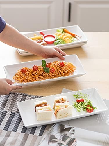 LAUCHUH Serving Platters for Party, 14-inch Porcelain Rectangle Plates - Image 7
