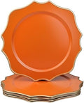 Orange Chargers for Dinner Plates, 13 Inch Scalloped Plastic Decorative Table Charge Service Plates Set of 6 for Wedding, Holiday, Thanksgivng, Christmas by Omuriko