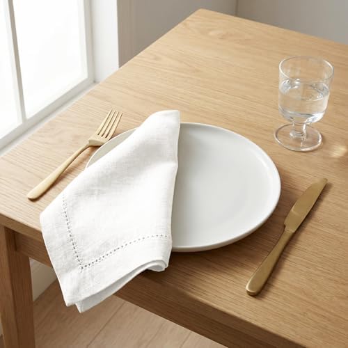 The Beer Valley Set of 4 Flax Hemstitch Cloth Napkins 20x20 Inch - White - Image 4