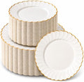 By Madee HEAVYWEIGHT Gold Scalloped Plastic Plates for Party Wedding 100 Pc by byMadee