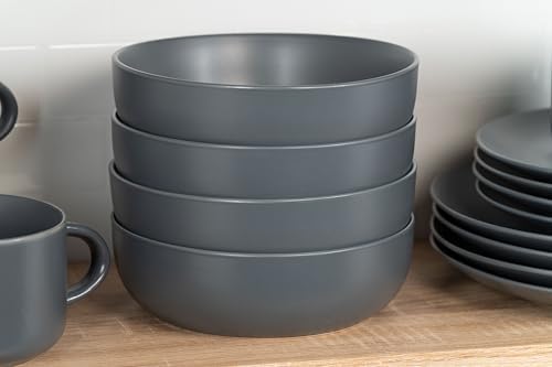 10 Strawberry Street Wazee Matte Coupe Dinnerware, Bowl, Charcoal, Set of 6 - Image 4