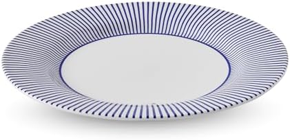 Spode Steccato Collection - 11" Dinner Plate, Stripe Cobalt Blue | Made of Fine Earthenware | Microwave and Dishwasher Safe | Made in England | Large Serving Plate for Salad, Pasta, or Appetizers by Spode