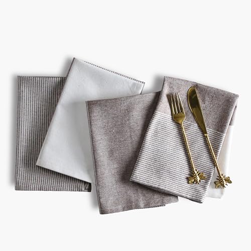 Nut Brown Cotton Cloth Napkins Set of 4, 18x18 Inch by Palisa
