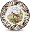 Spode Woodland Red Fox Salad Plate - 8" Fine Earthenware Plate with British Flowers Border, Rustic Wildlife Design - Dishwasher, Microwave, Freezer & Oven Safe - Made in England by Spode