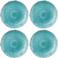 UP Crackle Melamine Round Dessert Plates, Small Serving Plates, for Appetizer, Snacks, and Side Dishes, Turquoise, 6 Inch, Set of 4 by UPware