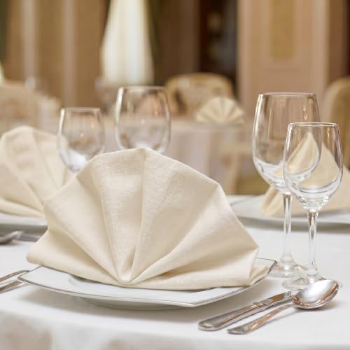 EHouseHome Waterproof Faux Linen Dinner Napkins, Set of 12, 17 x 17, Nature - Image 5