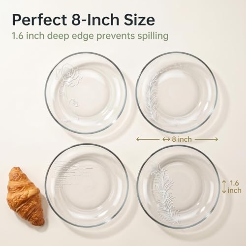 Tempered Glass Plates Set of 4, 8 Inch Appetizer Dessert Plates - Image 3