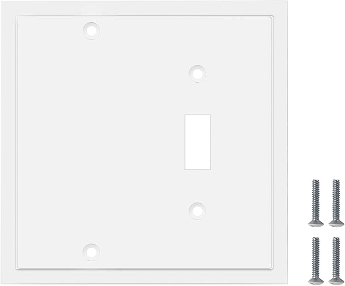 Henne Bery Modern Edge Decorative Wall Plate Switch Plate Outlet Cover, Durable Solid Zinc Alloy (Blank/Toggle, White)