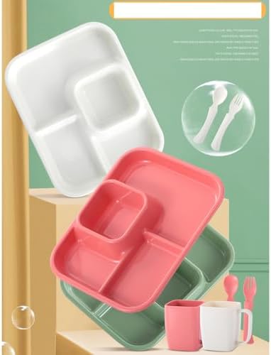 Unbreakable Rectangular Divided Plates for Adults 4 Sections Portion Control Plates Set of 2 White Plastic Dinner Plate for Camping Outdoor or Every Day Use - Image 5