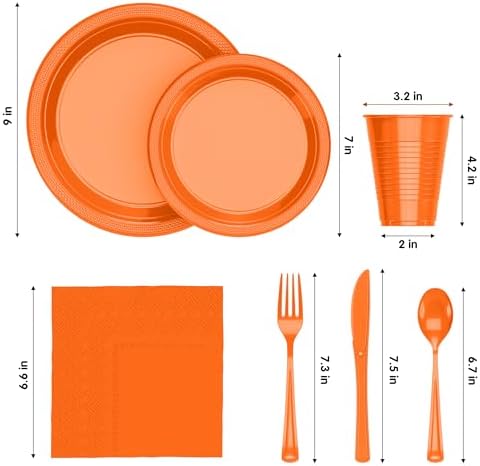Exquisite 350 Pcs Orange Plates and Napkins Party Supplies Plate Sets - Image 2