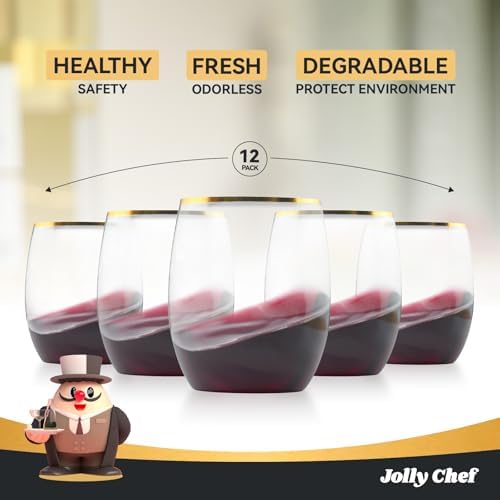 JOLLY CHEF 32 Pack 12 oz Champagne Flutes Gold Stemless Toasting Glasses - Image 5