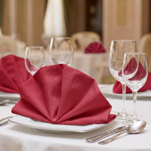 EHouseHome Waterproof Faux Linen Dinner Napkins, Set of 12, 17 x 17,Red - Image 5