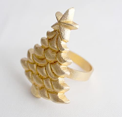 COTTON CRAFT Christmas Tree Napkin Rings - 8 Pack Gold Metal Napkin Rings - Image 4