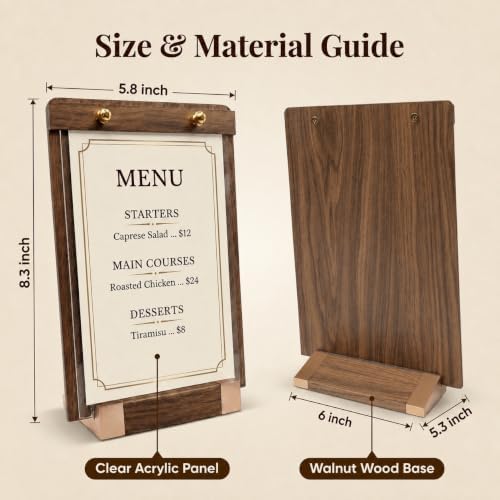 3 Pack 6 x 8 Wood Sign Holders with Slanted Base, Table top Display - Image 4