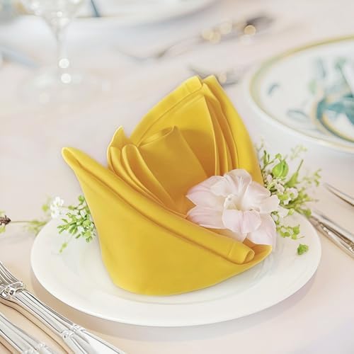 FOLINS&HOME Yellow Cloth Napkins Set of 12, Decorative 20x20 Inch Napkins by FOLINSHOME