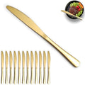 Gold Dinner Knives Set of 12 Pieces, Stainless Steel Titanium Gold Plating Butter Knife, Table Knives for Home, Restaurant, Hotel, Wedding, Events by ReaNea