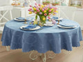 Newbridge Holiday Ribbons Bows Blue 60 x 102 Oval Tablecloth by HomeBargainsPlus