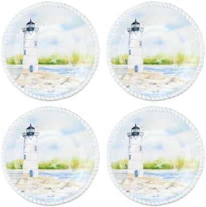 UP Lighthouse Melamine Round Dessert Plates, Small Serving Plates, for Appetizer, Snacks, and Side Dishes, Multicolor, 6 Inch, Set of 4 by UPware