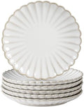 Ceramic 6 inch Small Dessert Plates, Set of 6, Microwave & Dishwasher Safe, Vintage Farmhouse Plates for Appetizer, Mini Salad Plate for Cake Snacks Side Dish ,Housewarming Gift (6 inch, Petal) by Simplelife