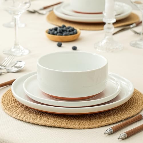 24 Piece Dinnerware Set, Dish Set for 8, Stardust Glaze White - Image 4