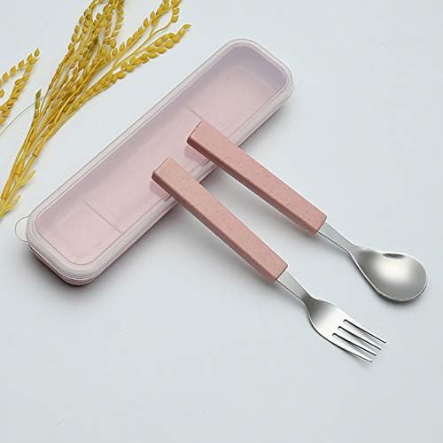 VANRA 2-Piece Children Flatware Set 18/10 Stainless Steel Child Tableware Set Silver Cutlery Set Silverware Dinner Utensils Spoon Fork Set with Travel Case for Kids (Chrome Finished) (Pink) - Image 4