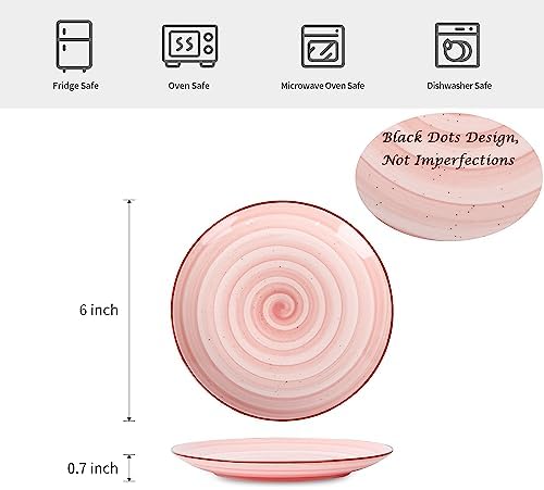 Selamica Ceramic Dessert Plates Set of 6, 6 Inch Appetizer Plate for Kitchen, Microwave Dishwasher Safe, Gradient Color - Image 2
