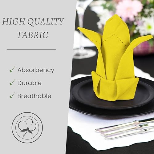 TWINY threads 12 Piece 100% Cotton Cloth Napkinss, 18"x18", Lemon Yellow - Image 5