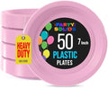 Exquisite Party Solids Sturdy Pink Plastic Plates 7" Cake Plates 50 Pcs by Exquisite