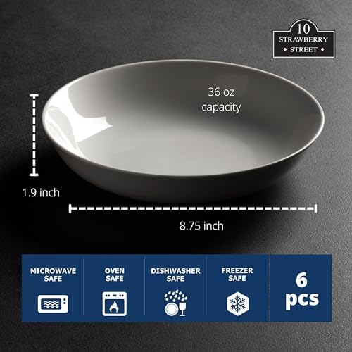 10 Strawberry Street Simply White 36 Oz Pasta/Dinner Bowl, Set of 6 - Image 6