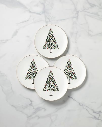 kate spade new york Evergreen Christmas Accent Plates, Appetizer Set for 4 - Image 2