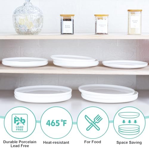 AntoKueh Off-White Small Ceramic Plates Set of 4, 6 Inch Round Porcelain Appetizer Plate,Mini Dessert Plates with lipped Edge for Cake, Snack, Bread - Image 4