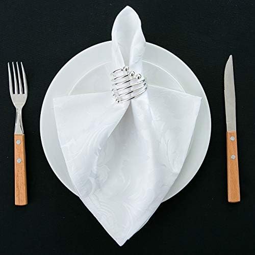 EHouseHome Damask Jacquard Cloth Napkins Waterproof Spillproof Polyester Fabric Napkins White, Set of 12, 17 x 17 Inch (Pack of 2) - Image 5
