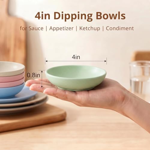Dipping Bowls 4 Inch, Unbreakable Wheat Straw Cups - Colorful - Image 2