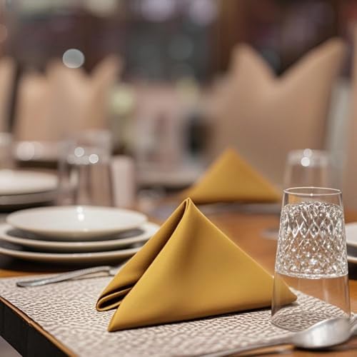 FOLINS&HOME Gold Cloth Napkins Set of 4, Decorative 20x20 Inch Napkins - Image 5