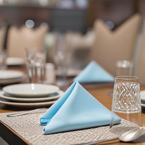 FOLINS&HOME Baby Blue Cloth Napkins Set of 8 Decorative 17x17 Inch Napkins - Image 5