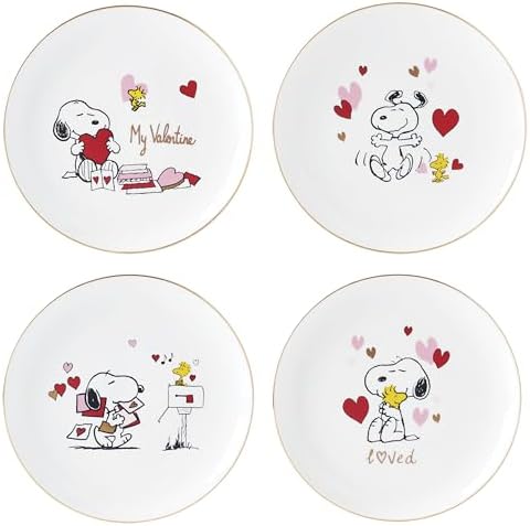 Lenox Snoopy Valentine's Accent Plates, Appetizer Plate Set for 4 by Lenox