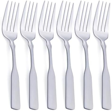 Dinner Fork, Stainless Steel 7.6” Heavy Duty Fork Silverware, Metal Fork Cutlery Set, 6-Piece by FULLYWARE