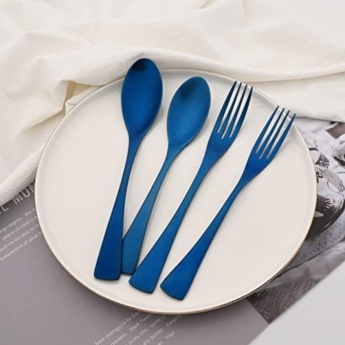 Luxury 18/10 Stainless Steel Matte Blue Cutlery Flatware Set - Utensil Set Steak Spoons and Forks Knife Silverware Set,Service for 4 (24-Piece) - Image 7