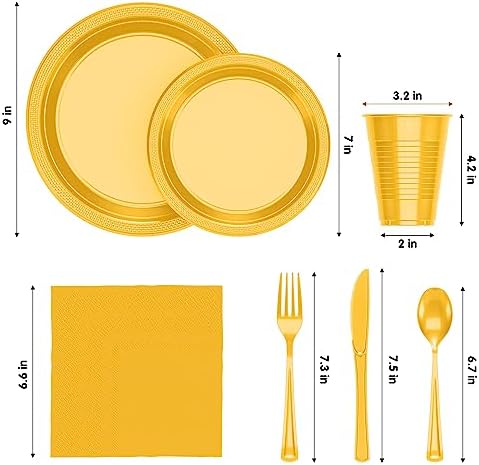 Exquisite 350 Pcs Yellow Plates and Napkins Party Supplies Plate Sets - Image 2