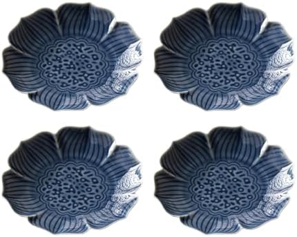 Gaolinci Zen Ceramic Plate, 5 Inches Lotus Shaped Appetizer Plates, Dessert Plate, Nut Plate (Set of 4) by Gaolinci