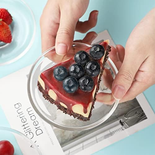 WHJY 6 pcs Clear Glass Plates, 4.5 inch Glass Plate Set, Small Dessert Plates Tea Plates Bulk - Image 3