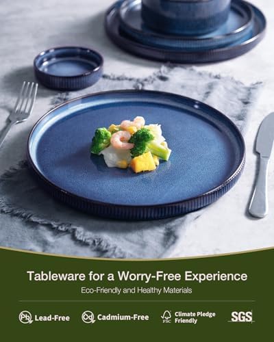 Famiware Star Stoneware Dinnerware Sets with Pasta Bowls, 24pc Dishes for 6 - Image 4