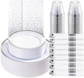 Goodluck 352 Piece Silver Plastic Dinnerware Set for 50 Guests by GoodLuck
