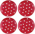 UP Red Polka Dot Melamine Round Dessert Plates, Small Serving Plates, Christmas Decorations, for Appetizer, Snacks, and Side Dishes, Red, 6 Inch, Set of 4 by UPware
