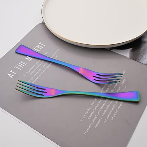 Luxury 18/10 Stainless Steel Matte Rainbow Colorful Flatware Set - Silverware Cutlery Utensil Set Steak Knife Spoon and Fork Knife Serving Set, Service for 1 (6-Piece) - Image 6
